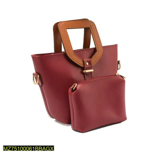 oyage PU Leather Handbag, Maroon Black